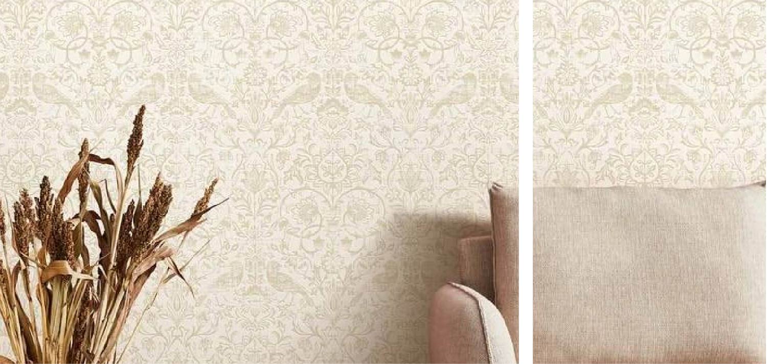 Beige Damask Pattern for Cozy Living Room